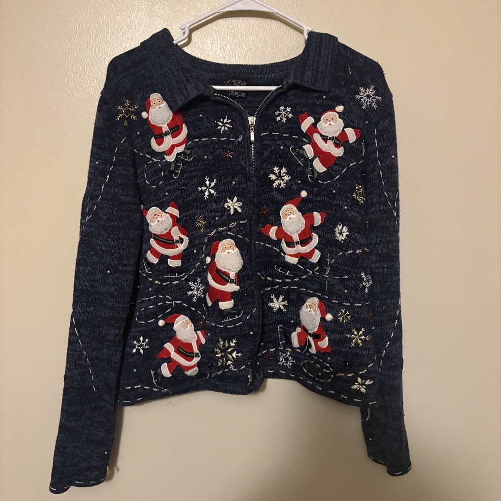 Designers Studio Navy Zip-Up Sweater